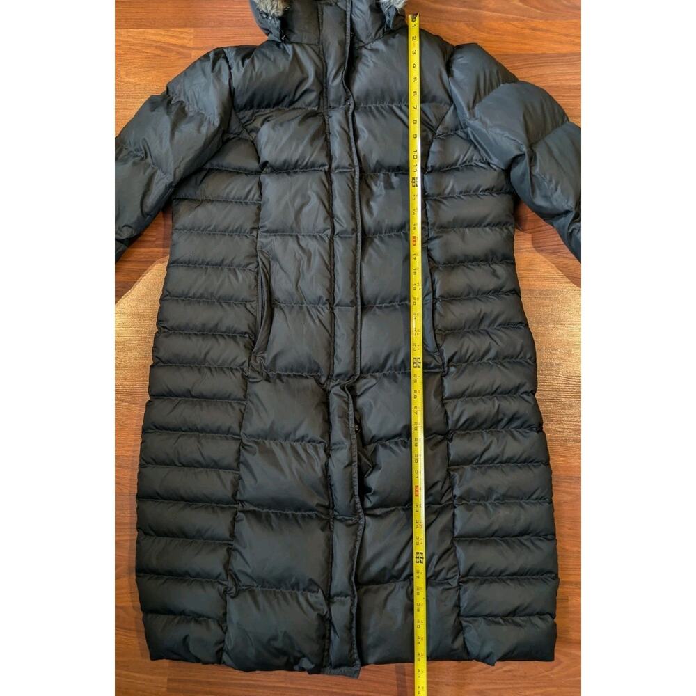 Eddie Bauer Womens 2X Long Down Puffer Coat Black Hooded Faux Fur Winter Parka - Picture 9 of 11